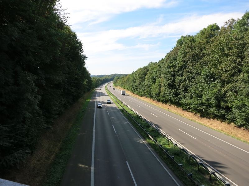 Autobahn durch bewaldete Landschaft