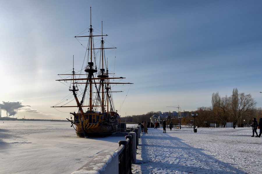 Nachbau des Segelschiffs Goto Predestinatsia in Woronesch